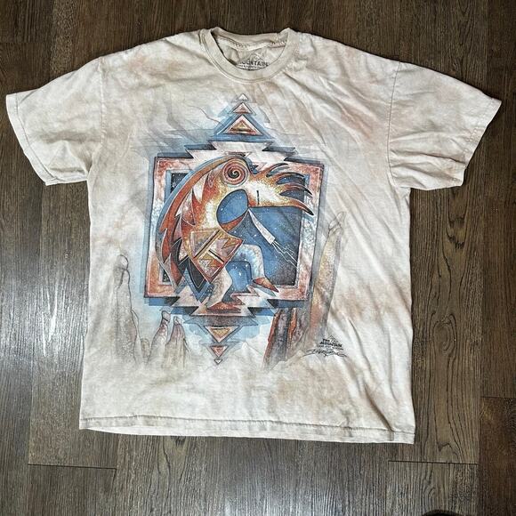 The Mountain Tops - THE MOUNTAIN Jody Bergsma 2016 Brown Tie Dye SS Tshirt Tee Shirt L